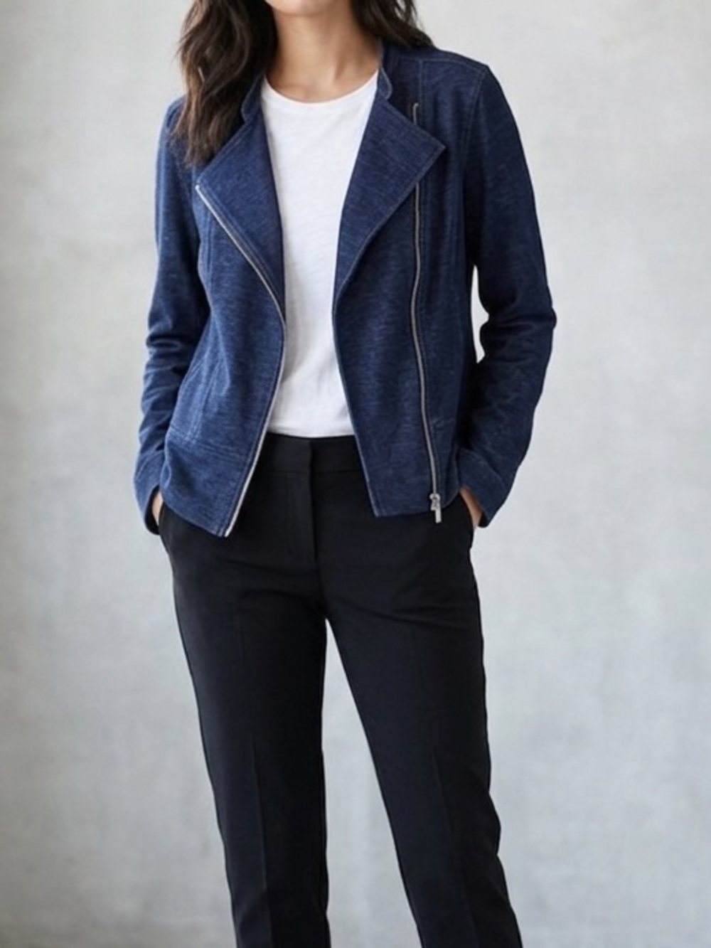 Liz Claiborne Denim Look Moto Jacket